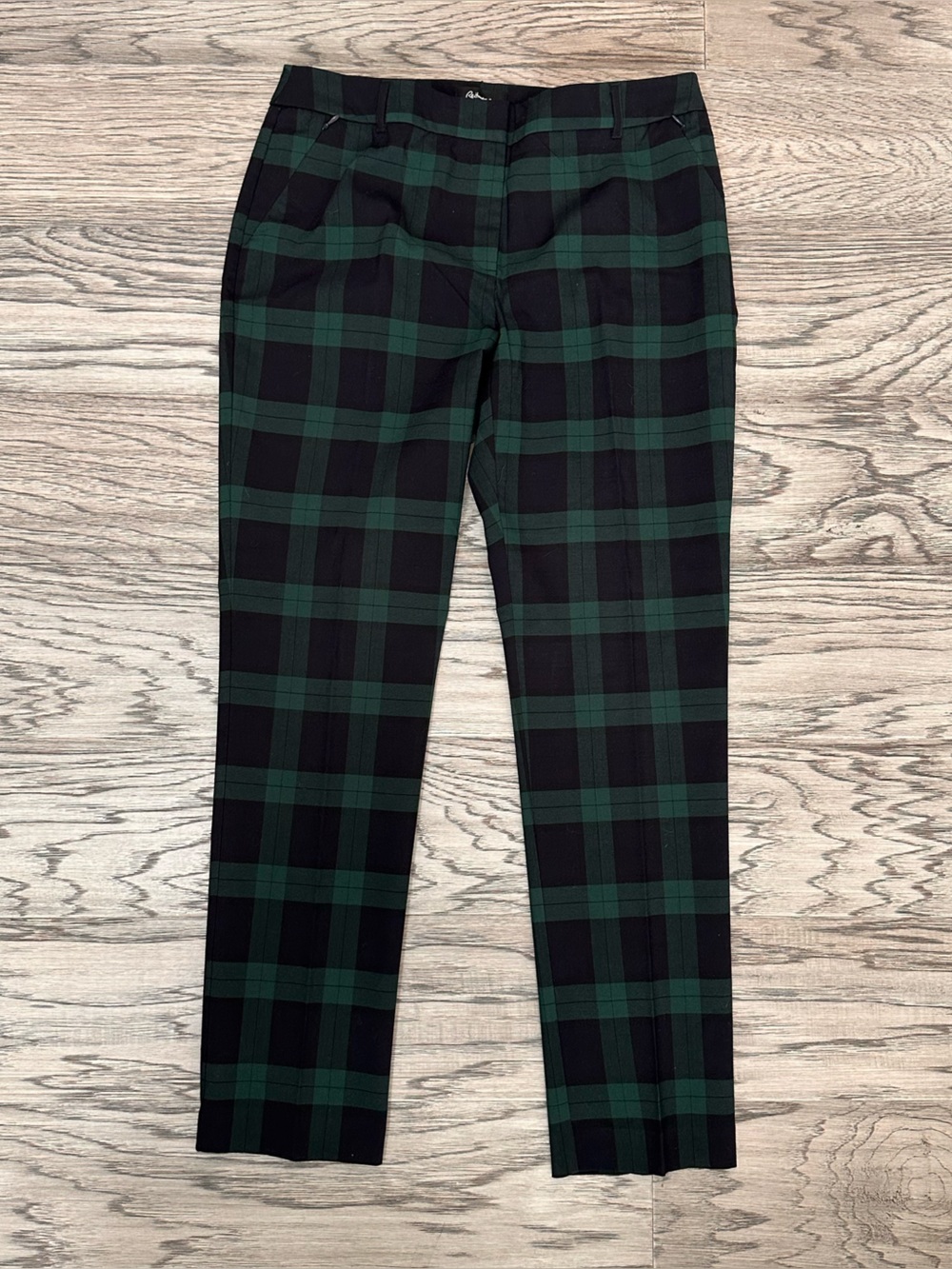 Reitmans Black and Green Plaid Trousers